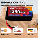 DXF 1350mAh 2S 100C 7.4V Lipo Battery Pack for FPV LiPo Battery