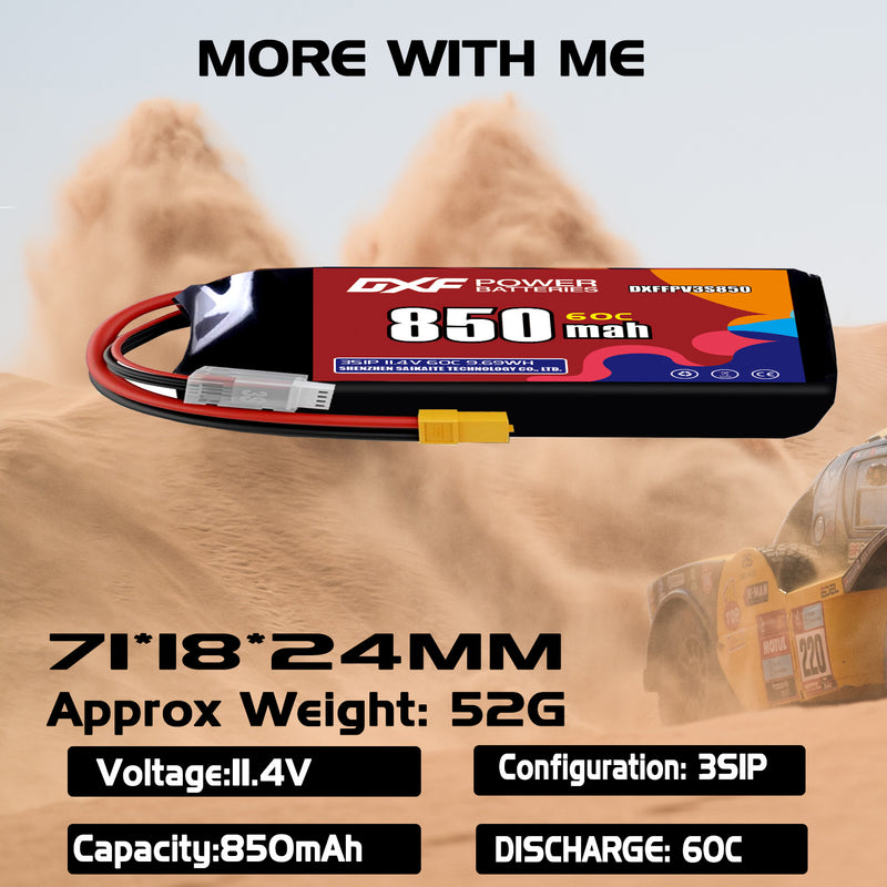 DXF 850mAh 3S 60C 11.4V Lipo Battery Pack for FPV LiPo Battery