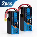 DXF SEMI-SOLID 12S 44.4V 46000mAh 5C Soft Case LiPo Battery with 8AWG Wire for Toy Cars, Boats, UAVs & Drones (1-6 Pack)