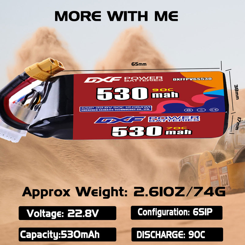 DXF 530mAh 6S 90C 22.8V Lipo Battery Pack for FPV LiPo Battery