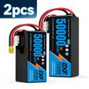 DXF SEMI-SOLID 12S 44.4V 50000mAh 5C Soft Case LiPo Battery with 8AWG Wire for Toy Cars, Boats, UAVs & Drones (1-6 Pack)