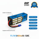 DXF 3S LiPo Battery 8400mAh 120C 11.1V EC5 Hardcase - Blue Series Graphene Battery for RC Buggy Truck Racing