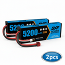 DXF 2S 7.4V 5200mAh 120C Graphene LiPo Hardcase Battery with 10AWG Deans T-Plug for RC Car Truck (1-6 Pack)