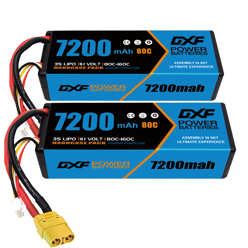 (CA)DXF Lipo Battery 3S 11.1V 7200MAH 80C Blue Series lipo Hardcase with XT90 Plug for Rc 1/8 1/10 Buggy Truck Car Off-Road Drone