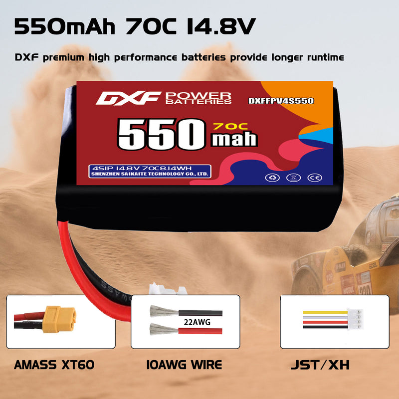 DXF 550mAh 4S 70C 14.8V Lipo Battery Pack for FPV LiPo Battery