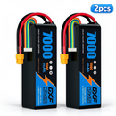 DXF 6S 22.2V 7000mAh 100C Softcase LiPo Battery with XT60 & 10AWG Wire for 1/8 RC Cars (1-6 Pack)