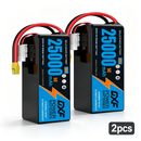 DXF 6S 22.2V 25000mAh 10C Soft Case LiPo Battery with 8AWG Wire for Toy Cars, Boats, UAVs & Drones (1-6 Pack)