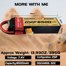 DXF Lipo Battery 2S 7.4V 8500mAh 150C Graphene Softcase with EC5 / T / TRX / XT60 / XT90 / XT150 / Q8s Plug for RC 1/8 1/10 Buggy Truck Car Off-Road Drone