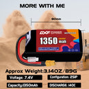 DXF 1350mAh 2S 140C 7.4V Lipo Battery Pack for FPV LiPo Battery
