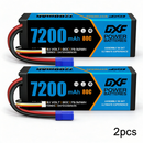 DXF BLUE Series 3S 11.1V 7200mAh 80C Hardcase LiPo Battery with EC5 Plug for 1/8 1/10 RC Car Truck (1-6 Pack)