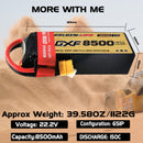 (CN)DXF 6S Lipo Battery 22.2V 150C 8500mAh Soft Case Battery with EC5 XT90 Connector for Car Truck Tank RC Buggy Truggy Racing Hobby