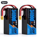 DXF SEMI-SOLID 12S 46.2V 34000mAh 15C Soft Case LiPo Battery with 8AWG Wire for Toy Cars, Boats, UAVs & Drones (1-6 Pack)
