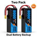 DXF 6S 22.2V 8000mAh 100C Soft Case LiPo Battery with 10AWG Wire for Toy Cars, Boats, UAVs & Drones (1-6 Pack)