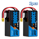 DXF SEMI-SOLID 12S 44.4V 33000mAh 10C Soft Case LiPo Battery with 8AWG Wire for Toy Cars, Boats, UAVs & Drones (1-6 Pack)