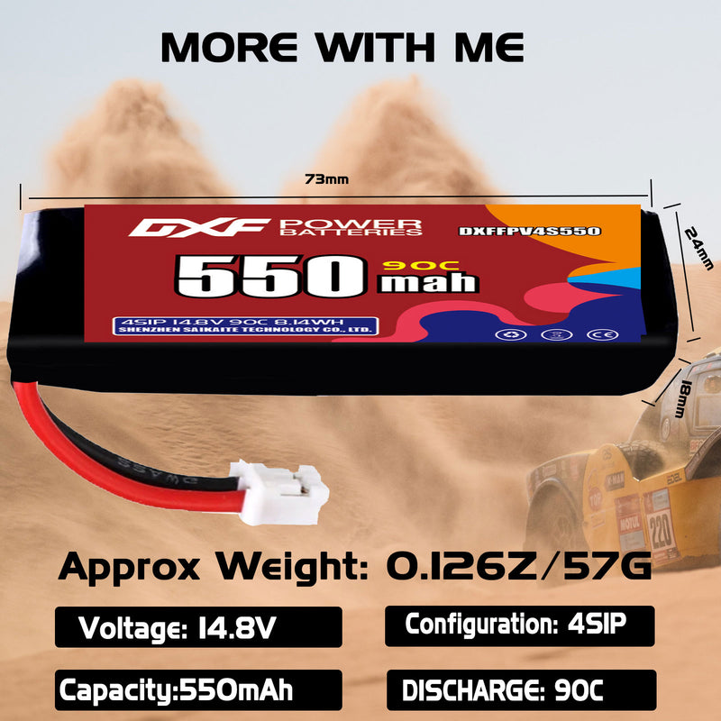 DXF 550mAh 4S 90C 14.8V Lipo Battery Pack for FPV LiPo Battery