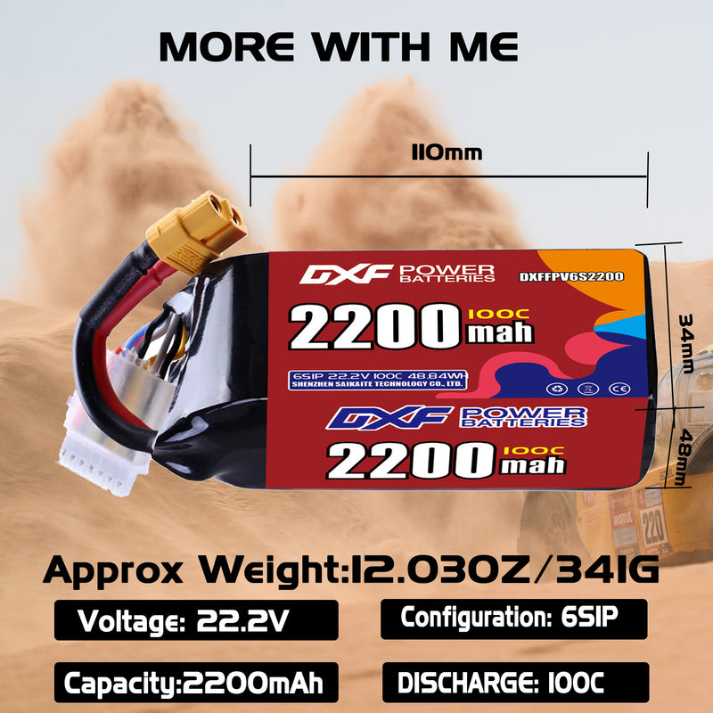 DXF 2200mAh 6S 120C 22.2V Lipo Battery Pack for FPV LiPo Battery