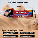 DXF LiPo Battery 4S 14.8V 450mAh 80C with PH2.0 / JST / XT30 / SM / XT60 / EC5 / XT90 for FPV Drone Whoop Micro Racing