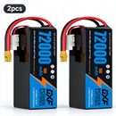 DXF SEMI-SOLID 12S 46.2V 72000mAh 15C Soft Case LiPo Battery with 8AWG Wire for Toy Cars, Boats, UAVs & Drones (1-6 Pack)