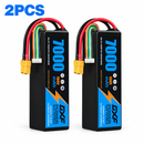 DXF 6S 22.2V 7000mAh 100C Softcase LiPo Battery with XT90 & 10AWG Wire for 1/8 RC Cars (1-6 Pack)