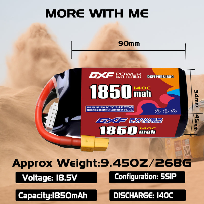 DXF 1850mAh 5S 150C 18.5V Lipo Battery Pack for FPV LiPo Battery