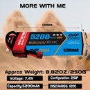 (CA)DXF Lipo Battery 2S 7.4V 5200mAh 120C Hardcase for Rc Truck Drone 1/10 1/8 Scale Traxxas Slash 4x4 RC Car Hard Case