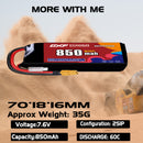 DXF 850mAh 2S 60C 7.6V Lipo Battery Pack for FPV LiPo Battery