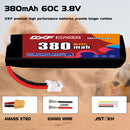 DXF LiPo Battery 1S HV 3.8V 380mAh 60C with PH2.0 / JST / XT30 / SM / XT60 / EC5 / XT90 for FPV Drone Whoop Micro Racing