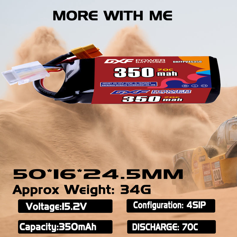 DXF 350mAh 4S 70C 15.2V Lipo Battery Pack for FPV LiPo Battery