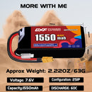 DXF 1550mAh 2S 60C 7.6V Lipo Battery Pack for FPV LiPo Battery