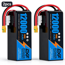 DXF 6S 22.8V 12000mAh 100C Soft Case LiPo Battery with 8AWG Wire for Toy Cars, Boats, UAVs & Drones (1-6 Pack)
