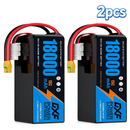 DXF 6S 23.1V 18000mAh 15C Soft Case LiPo Battery with 8AWG Wire for Toy Cars, Boats, UAVs & Drones (1-6 Pack)