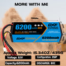 (CA)DXF Lipo Battery 3S 11.1V 6200MAH 80C  lipo Hardcase Deans/T Plug for Rc 1/8 1/10 Buggy Truck Car Off-Road Drone