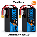 DXF 6S 22.2V 22000mAh 100C Soft Case LiPo Battery with 10AWG Wire for Toy Cars, Boats, UAVs & Drones (1-6 Pack)