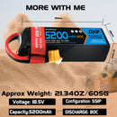 DXF Lipo Battery 5S 18.5V 5200mAh 80C Graphene Softcase with EC5 / T / TRX / XT60 / XT90 / XT150 / Q8s Plug for RC 1/8 1/10 Buggy Truck Car Off-Road Drone