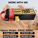 DXF Lipo Battery 6S HV 22.8V 7500mAh 150C GoldSeries Graphene Softcase with EC5 / T / TRX / XT60 / XT90 / XT150 / Q8s Plug for RC 1/8 1/10 Buggy Truck Car Off-Road Drone