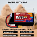 DXF 1550mAh 2S 140C 7.4V Lipo Battery Pack for FPV LiPo Battery