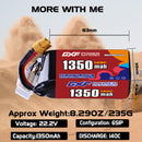 DXF 1350mAh 6S 140C 22.2V Lipo Battery Pack for FPV LiPo Battery