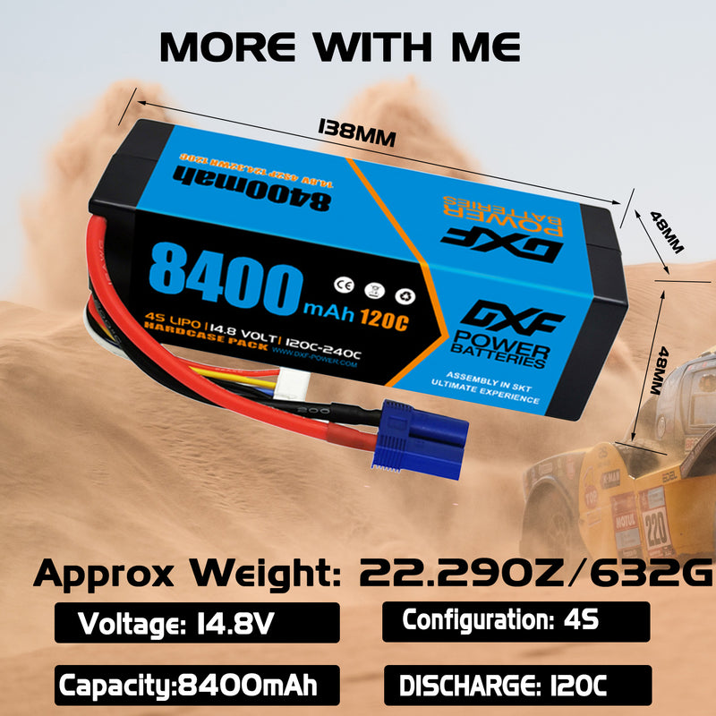 (GE)DXF Lipo Battery 4S 14.8V 8400mAh 120C/240C HardCase Lipo Battery for RC HPI HSP 1/8 1/10 Buggy RC Car Truck