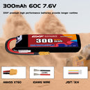 DXF 300mAh 2S 60C 7.6V Lipo Battery Pack for FPV LiPo Battery