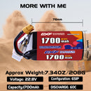 DXF 1700mAh 6S 60C 22.8V Lipo Battery Pack for FPV LiPo Battery