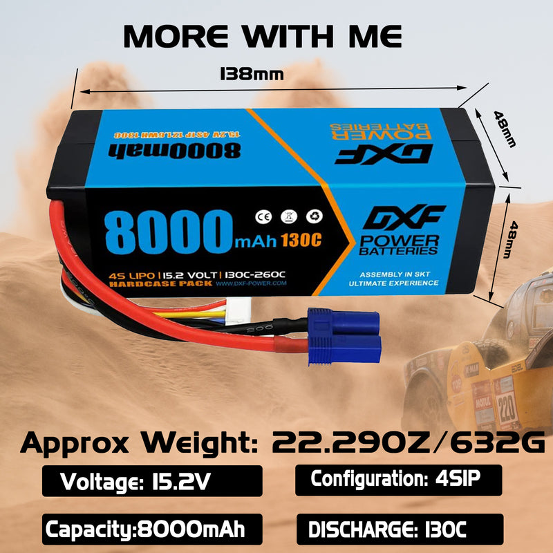(IT)DXF Lipo Battery 4S 15.2V 8000mAh 130C/260C HardCase Lipo Battery for RC HPI HSP 1/8 1/10 Buggy RC Car Truck
