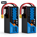 DXF SEMI-SOLID 12S 46.2V 50000mAh 15C Soft Case LiPo Battery with 8AWG Wire for Toy Cars, Boats, UAVs & Drones (1-6 Pack)