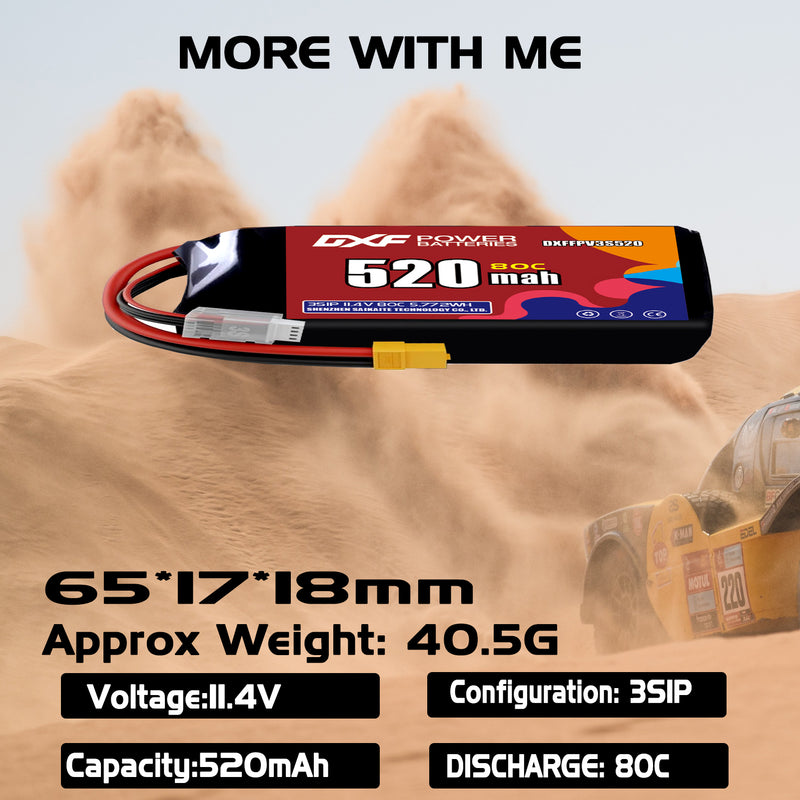 DXF 520mAh 3S 80C 11.4V Lipo Battery Pack for FPV LiPo Battery