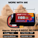 DXF 1100mAh 2S 120C 7.4V Lipo Battery Pack for FPV LiPo Battery