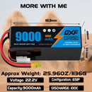 DXF LiPo Battery 6S 22.2V 9000mAh 100C Graphene Softcase Blue with EC5 / T / TRX / XT60 / XT90 / XT150 / Q8s Plug for RC 1/8 1/10 Buggy Truck Car Off-Road Drone