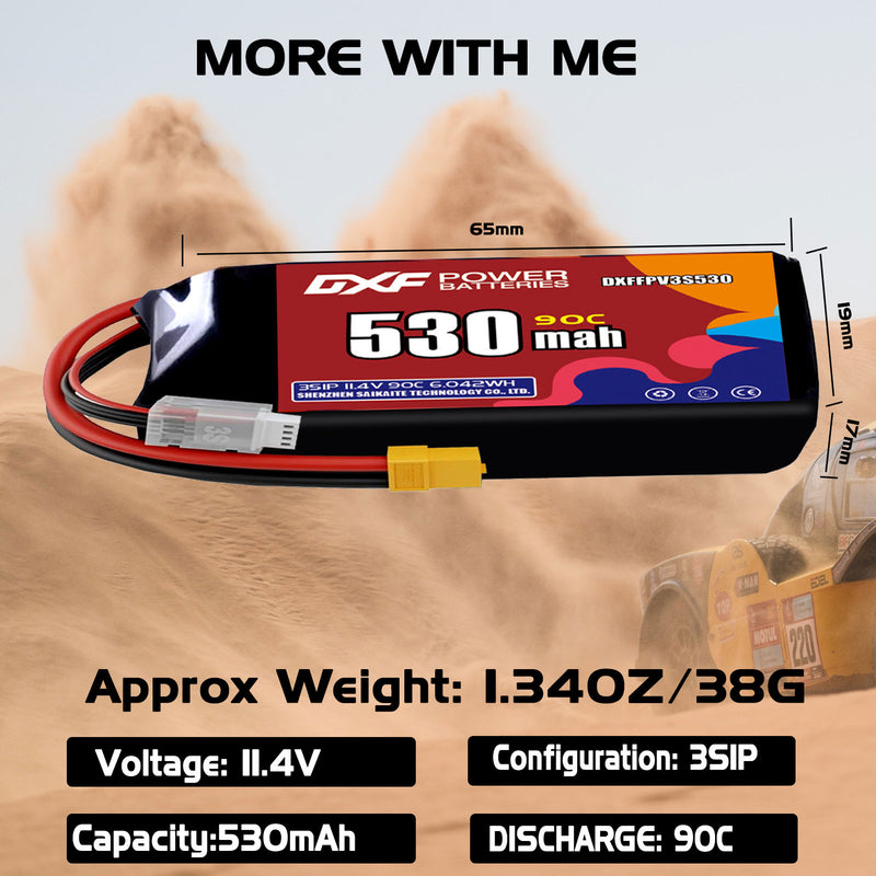 DXF 530mAh 3S 90C 11.4V Lipo Battery Pack for FPV LiPo Battery