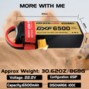 DXF Lipo Battery 6S 22.2V 6500mAh 100C Graphene Softcase with EC5 / T / TRX / XT60 / XT90 / XT150 / Q8s Plug for RC 1/8 1/10 Buggy Truck Car Off-Road Drone