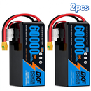 DXF 6S 22.2V 60000mAh 10C Soft Case LiPo Battery with 8AWG Wire for Toy Cars, Boats, UAVs & Drones (1-6 Pack)