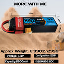 DXF Lipo Battery 2S 7.4V 6500mAh 80C Graphene Softcase with EC5 / T / TRX / XT60 / XT90 / XT150 / Q8s Plug for RC 1/8 1/10 Buggy Truck Car Off-Road Drone
