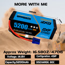 (IT)DXF Lipo Battery 4S 14.8V 5200MAH 80C  lipo Hardcase with  EC5 Plug for Rc 1/8 1/10 Buggy Truck Car Off-Road Drone